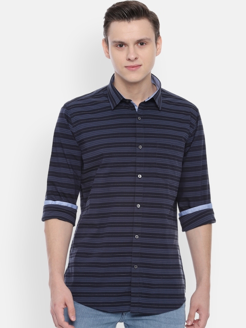 

Van Heusen Sport Men Navy Blue Slim Fit Striped Casual Shirt