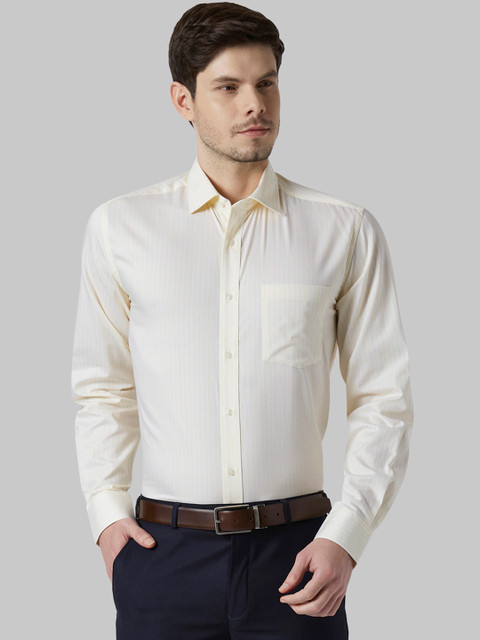 

Park Avenue Men Cream-Coloured Regular Fit Striped Formal Shirt