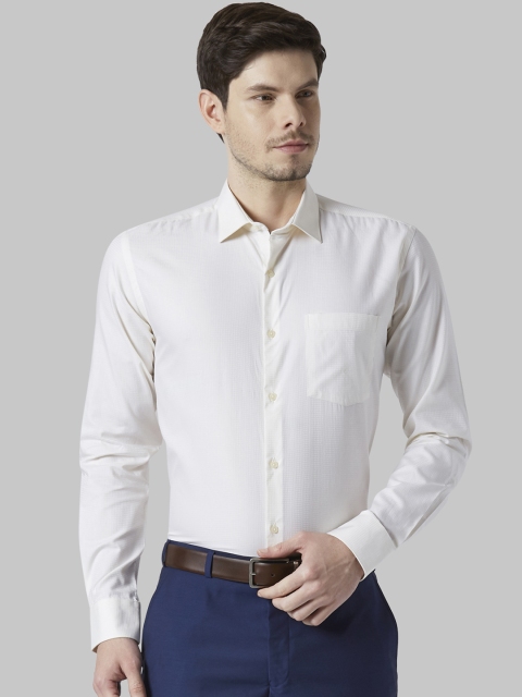 

Park Avenue Men White Slim Fit Checked Formal Shirt