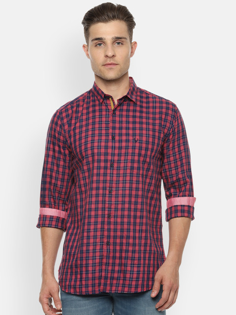 

Allen Solly Men Red & Navy Blue Slim Fit Checked Casual Shirt