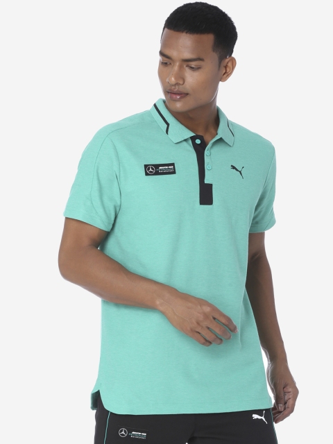 

Puma Men Sea Green Solid Polo Collar T-shirt