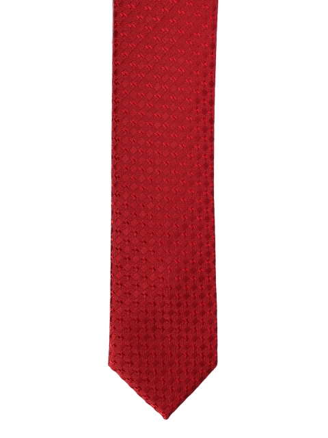 

Louis Philippe Red Woven Design Broad Tie