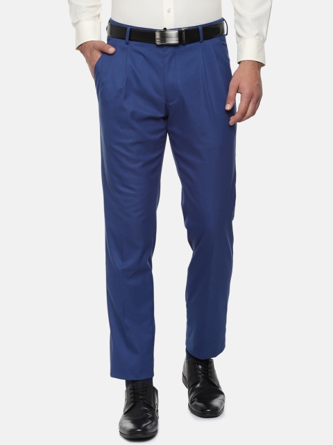 

Louis Philippe Men Blue Regular Fit Solid Formal Trousers
