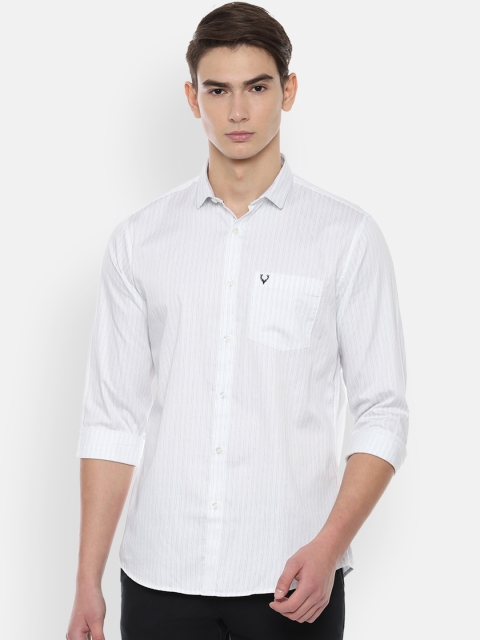 

Allen Solly Men White Slim Fit Striped Casual Shirt