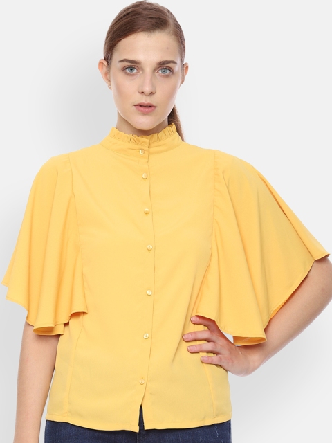 Van Heusen Woman Yellow Regular Fit Solid Casual Shirt