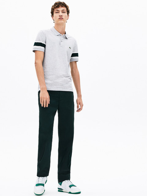

Lacoste Men Grey Solid Polo Collar T-shirt