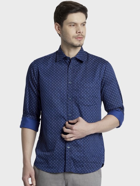 

ColorPlus Men Blue Tailored Fit Printed Casual Shirt