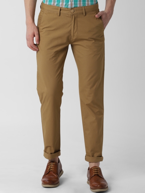 

Peter England Casuals Men Khaki Brown Slim Fit Solid Regular Trousers