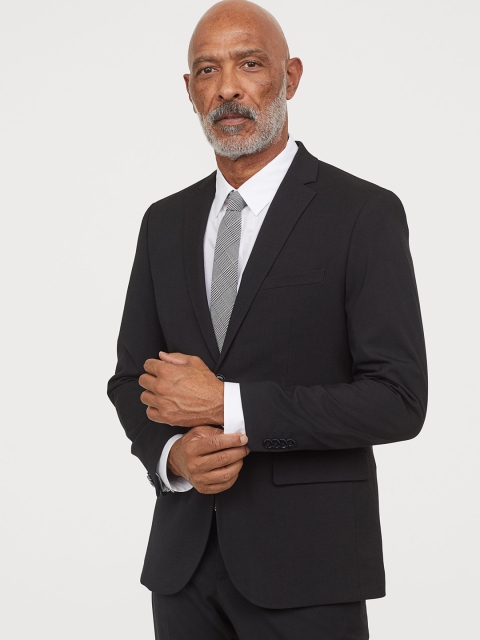 

H&M Men Black Solid Jacket Slim Fit