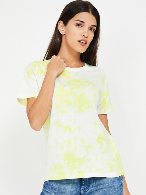 

Fame Forever by Lifestyle Women Yellow Printed Round Neck T-shirt