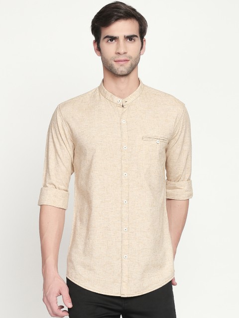 

Mufti Men Beige Slim Fit Solid Casual Shirt