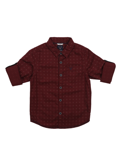 

Allen Solly Junior Boys Maroon Regular Fit Printed Casual Shirt