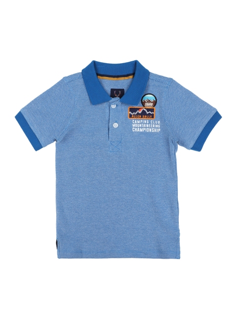 

Allen Solly Junior Boys Blue Self Design Polo Collar T-shirt