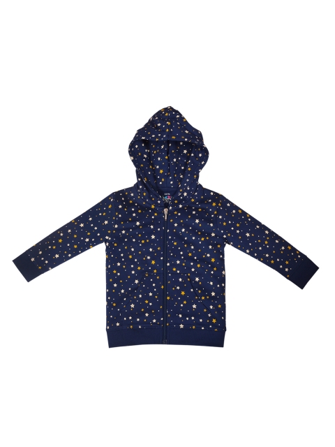 

ventra Girls Navy Blue & Yellow Printed Sweatshirt