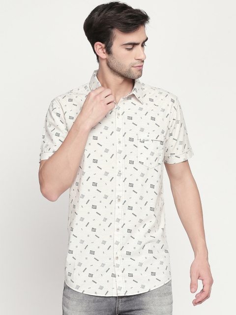 

Mufti Men White & Black Slim Fit Printed Casual Shirt