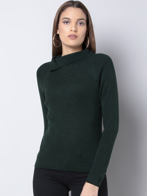 

FabAlley Women Green Ribbed Sweater