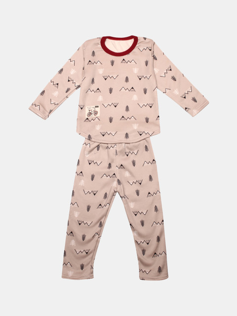 

PASSION PETALS Unisex Brown & Black Printed Night suit