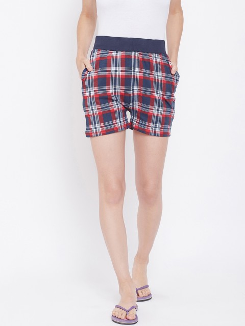 

C9 AIRWEAR Women Red & Blue Checked Regular Fit Regular Shorts P1712