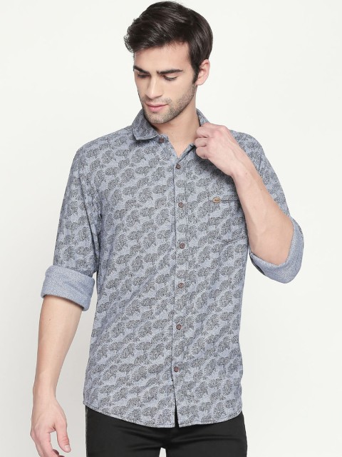 

Mufti Men Grey & Black Slim Fit Printed Casual Shirt