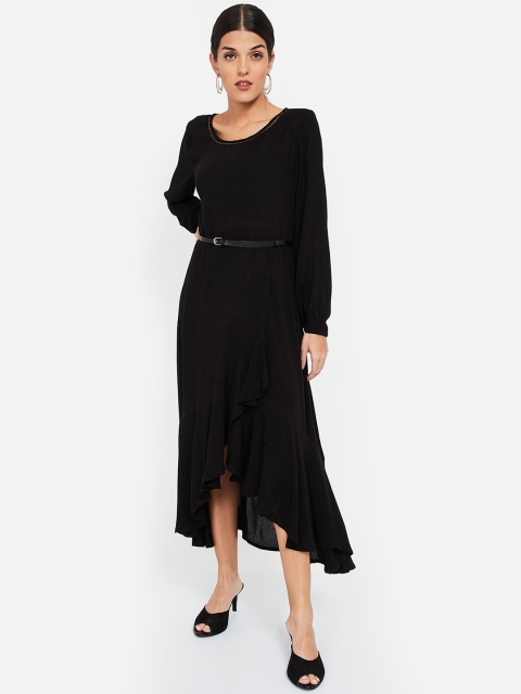 

Colour Me by Melange Women Solid Black Fit and Flare Dress