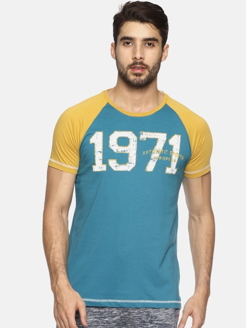 

Masculino Latino Men Teal Blue Printed Round Neck T-shirt