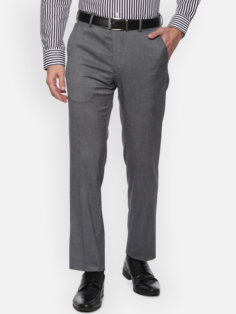 

Van Heusen Men Grey Slim Fit Self Design Formal Trousers
