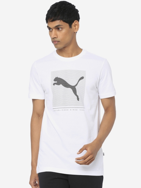 

Puma Men White & Grey Printed Round Neck T-shirt