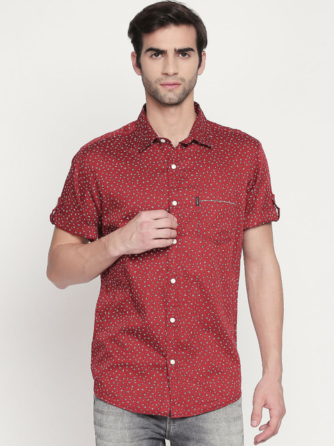 

Mufti Men Red Slim Fit Printed Casual Shirt