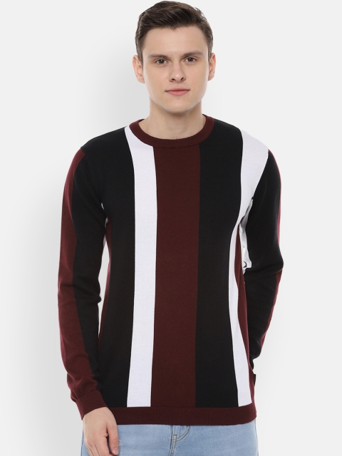 

Van Heusen Sport Men Maroon & Black Striped Sweater