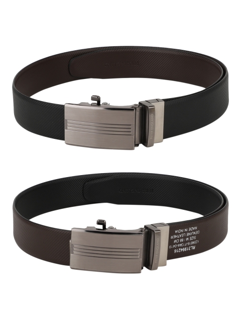 

Peter England Men Black & Brown Textured Reversible Belt