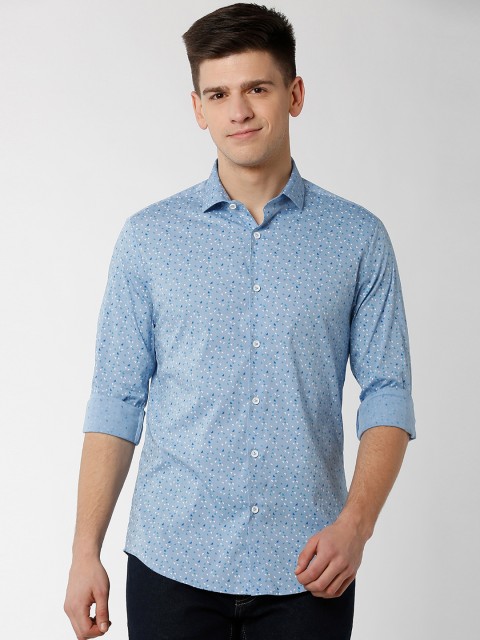 

Peter England Men Blue & White Slim Fit Printed Casual Shirt