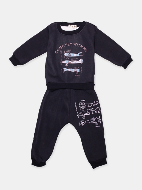 

PASSION PETALS Unisex Black Printed Night suit