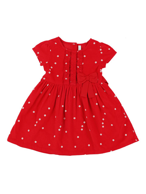 

Pantaloons Baby Girls Maroon Floral Print Fit and Flare Dress