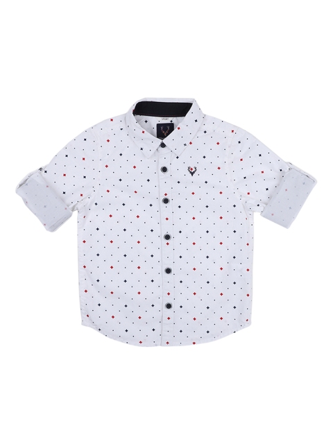 

Allen Solly Junior Boys White & Navy Blue Regular Fit Printed Casual Shirt