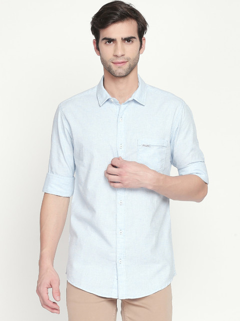 

Mufti Men Turquoise Blue Slim Fit Solid Casual Shirt