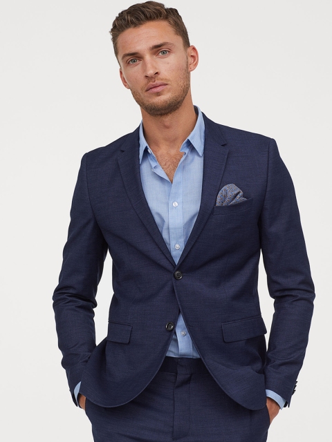 

H&M Men Navy Blue Jacket Skinny Fit