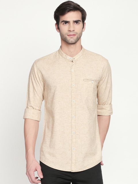 

Mufti Men Beige Slim Fit Solid Casual Shirt