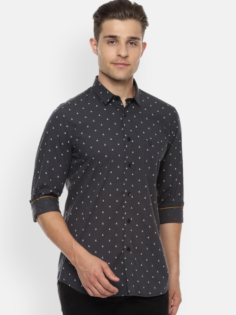 

Allen Solly Men Charcoal & Grey Slim Fit Printed Casual Shirt