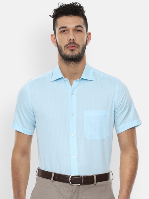 

Van Heusen Men Turquoise Blue Slim Fit Self Design Formal Shirt