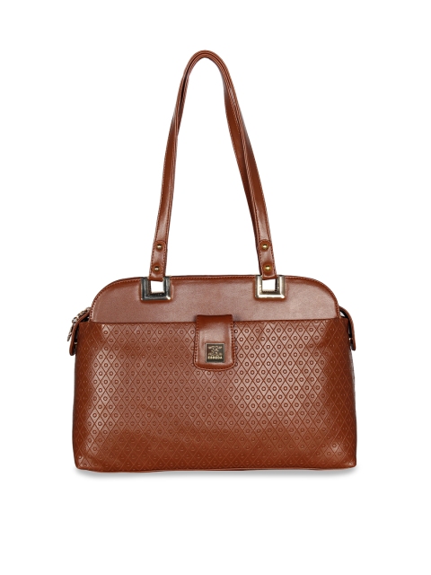 ESBEDA Tan Brown Checked Shoulder Bag