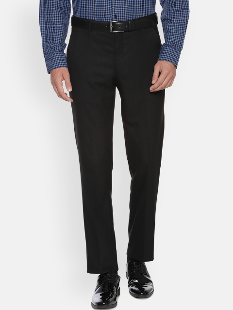 

Louis Philippe Men Black Slim Fit Solid Formal Trousers