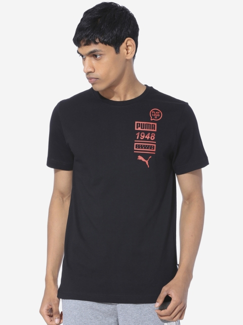 

Puma Men Black Solid Round Neck Graphic Tee VIII Sports T-shirt
