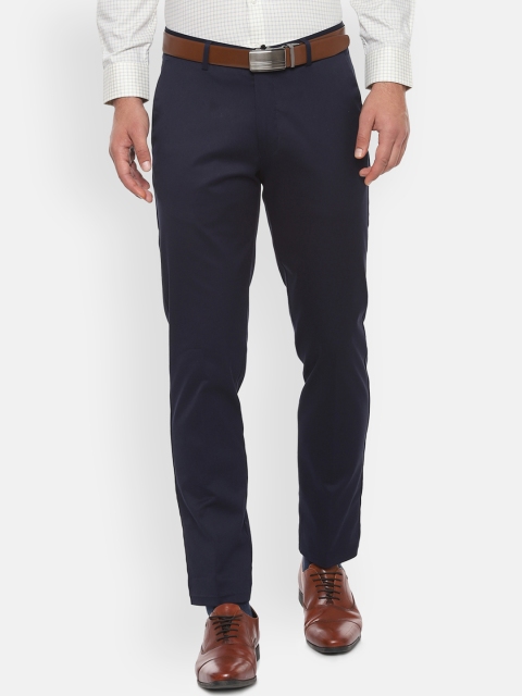 

Louis Philippe Permapress Men Navy Blue Slim Fit Solid Formal Trousers