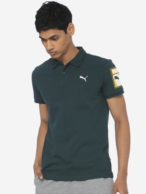 

Puma Men Green Solid Polo Collar Graphic Polo III Ponderosa Pine Sports T-shirt