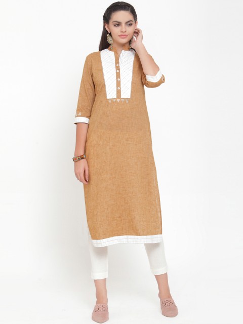 

ETIQUETTE Women Brown Printed Straight Kurti