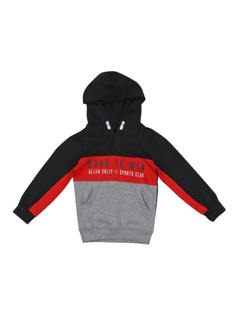 

Allen Solly Junior Boys Black & Grey Printed Hooded Sweatshirt