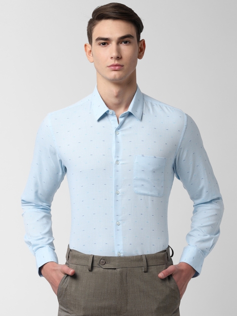 

Peter England Men Blue Regular Fit Self Design Formal Shirt