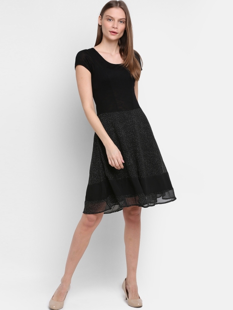 

Rute Women Black & White Printed Fit and Flare Dress