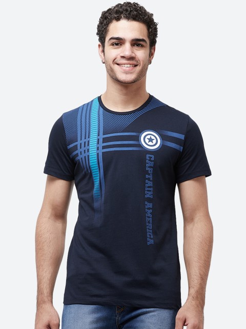 

Free Authority Men Navy Blue Captain America Printed T-shirt