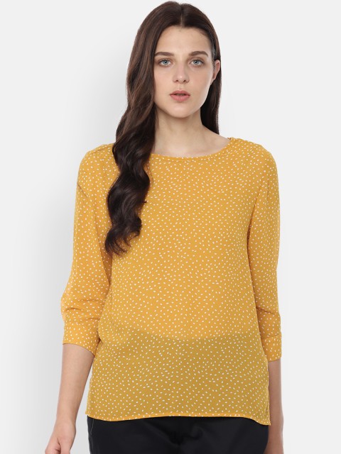 

Van Heusen Woman Mustard Yellow & Off-White Printed Top